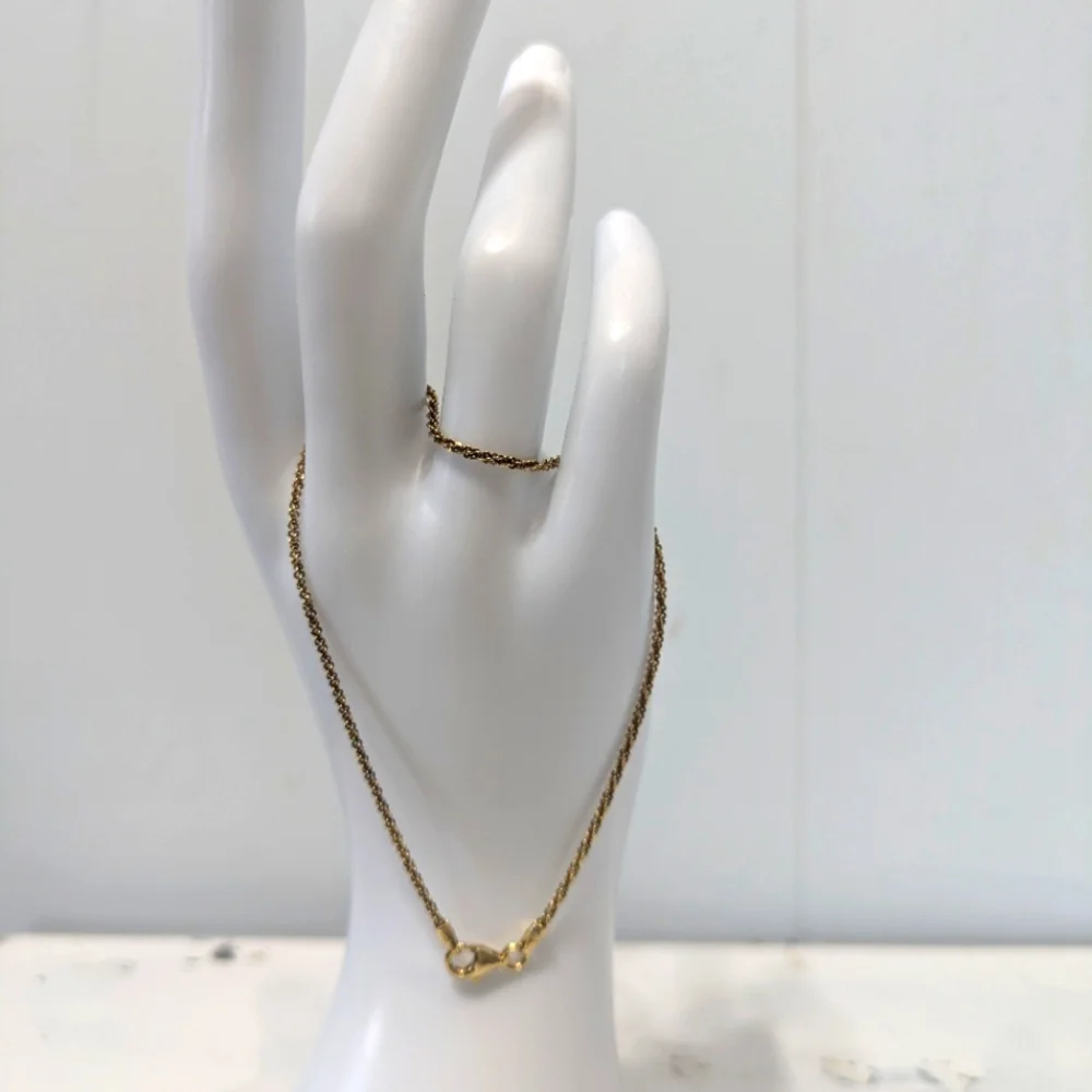 Italian 925 Sterling‎ Silver Gold Vermeil Rope Chain Bracelet Anklet PLUX Italy
